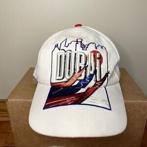 Dubai Red & White 3D Graphic Tourism Baseball Cap Cotton Novelty Vacation Travel